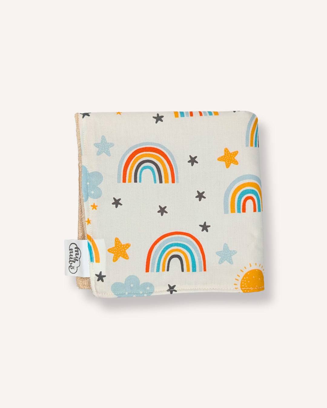 Toallita de lactancia de rizo de bambú de My Nube Azul con estampado de arco iris y estrellas