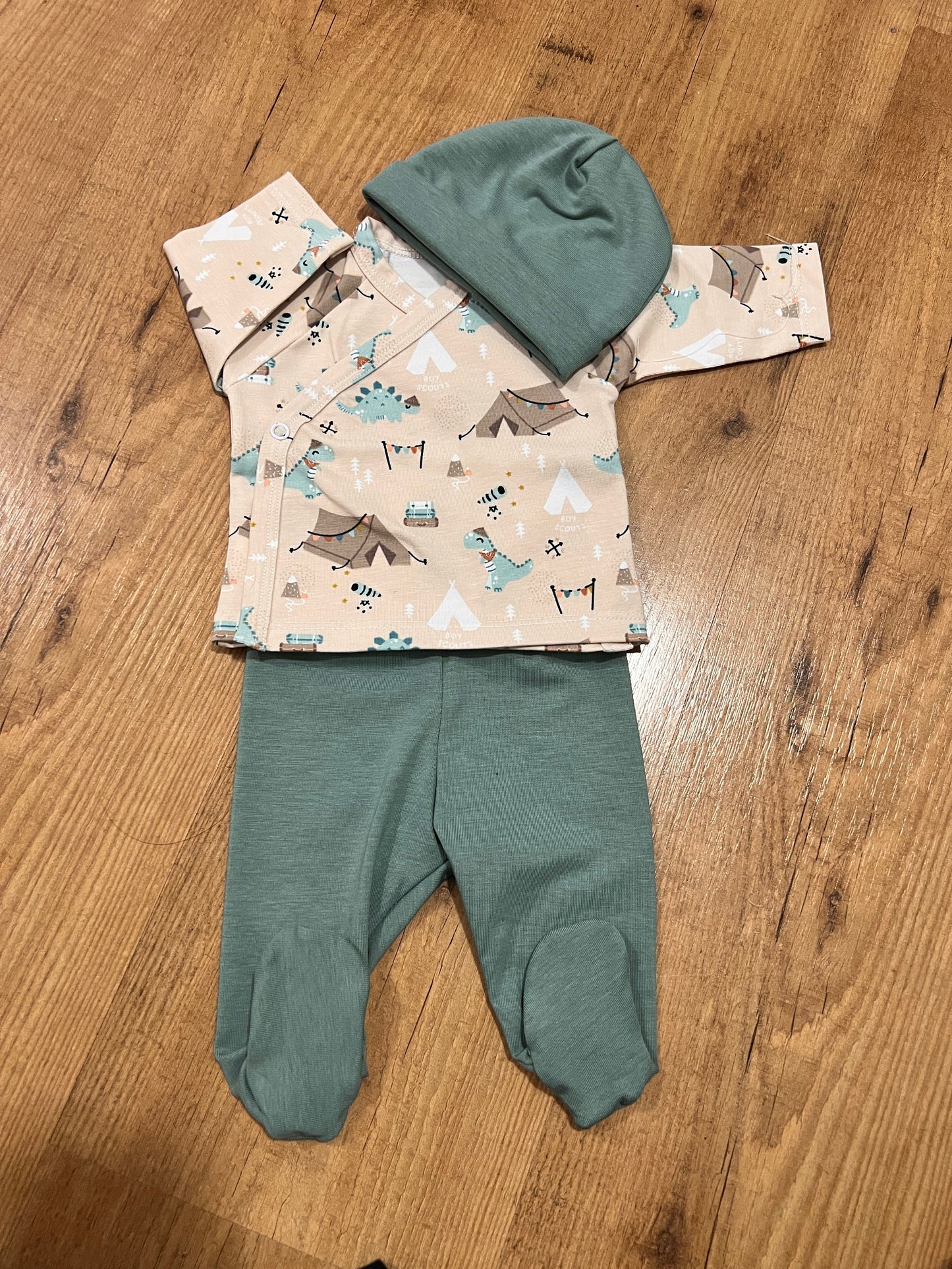 Primera puesta de bebé de punto de algodón Mint · Talla 0