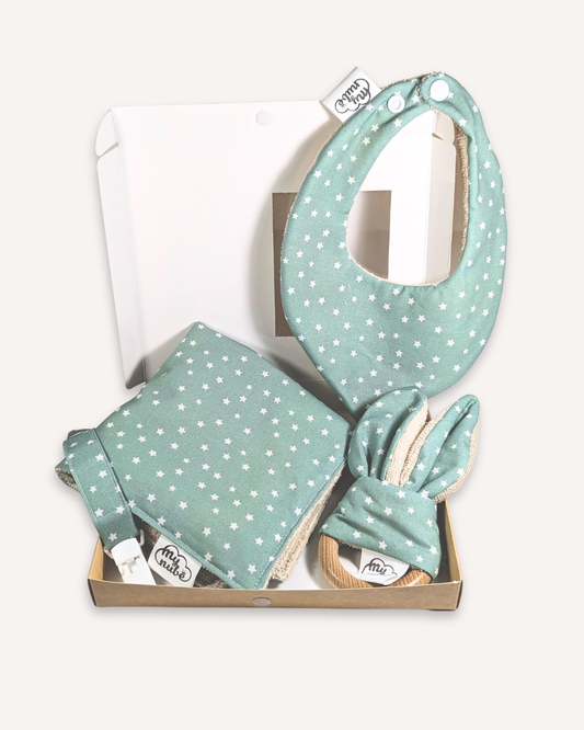 Canastreta d'Estrelles per a Nadons (blanc sobre mint)